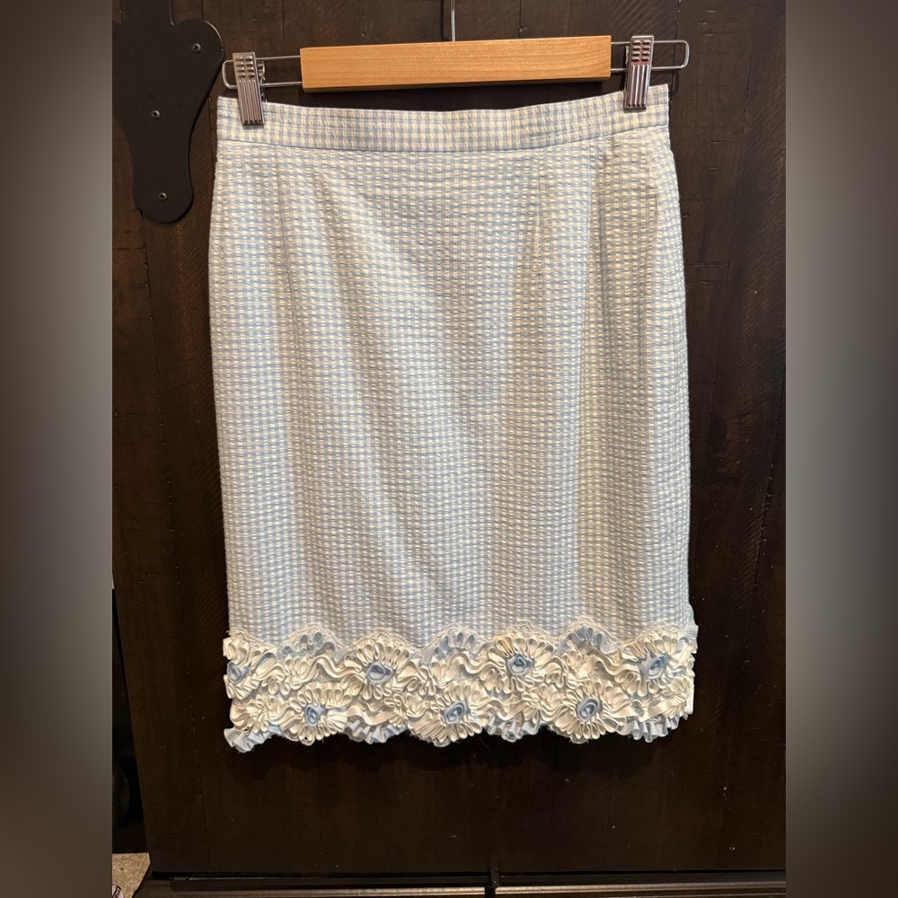 Escada Elegant Blue and White Women's Skirt